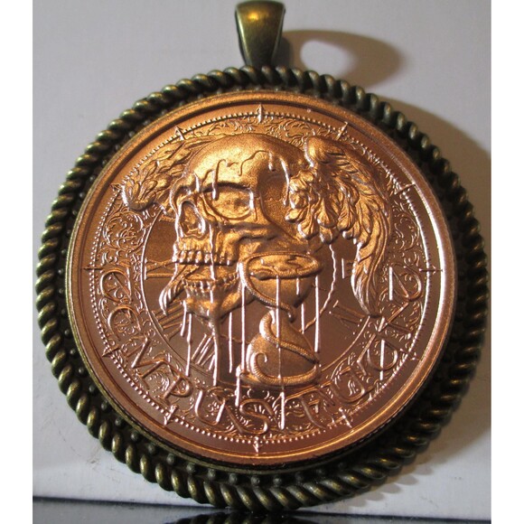 Tempus Fugit-Time Flies-Fine Copper Ultra High Relief Round/Pendant - Picture 3 of 7
